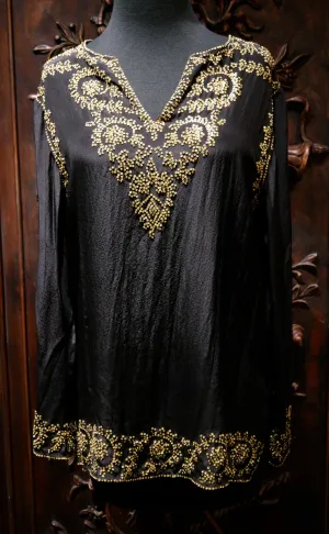 Adrienne Landau Silk Embellished Top