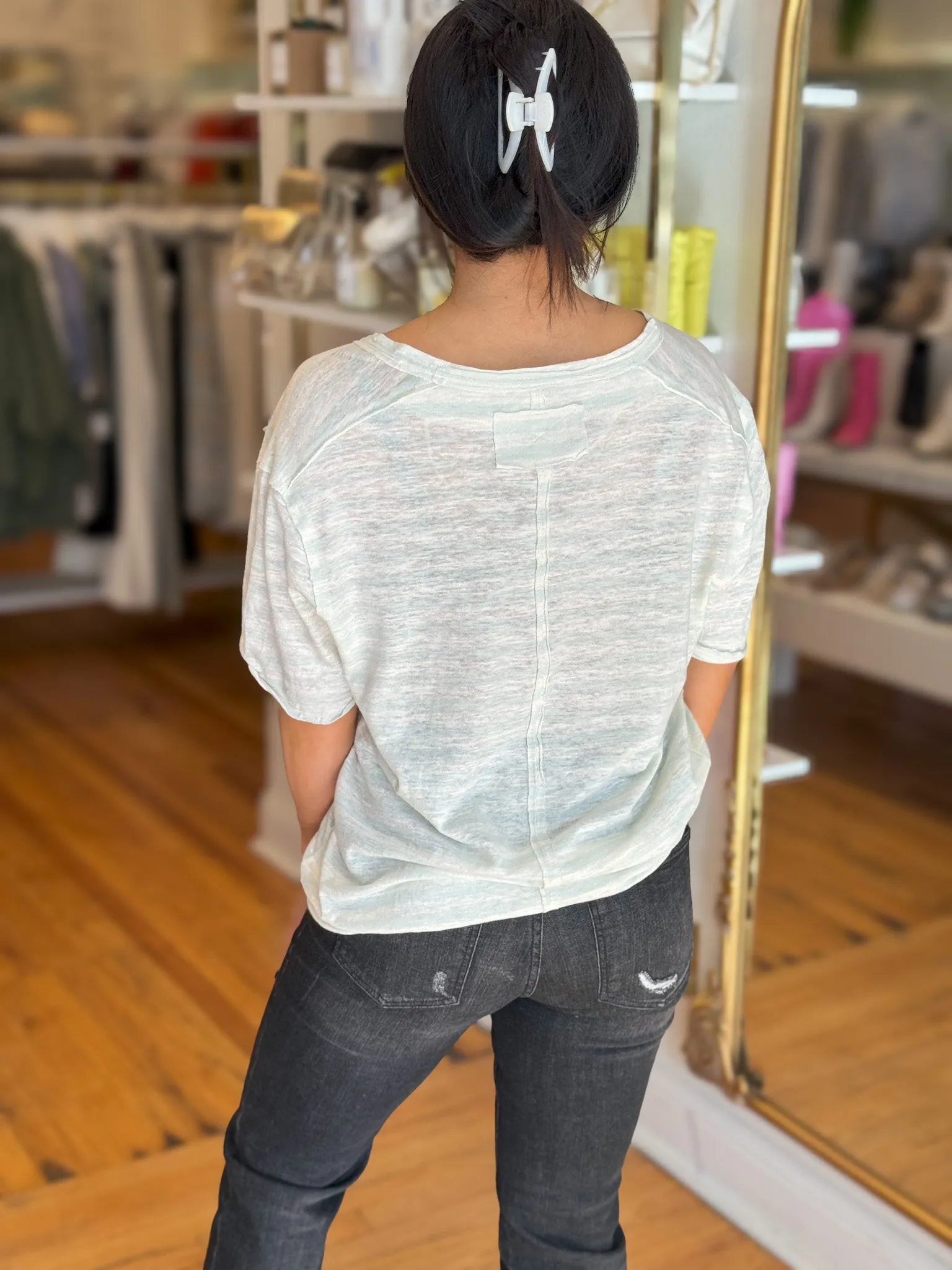 All I Need Stripe Tee - Mineral Sea Combo
