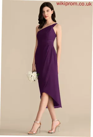 Asymmetrical One-Shoulder Cocktail Dresses Chiffon Dress Cocktail With Lauryn Ruffle Sheath/Column
