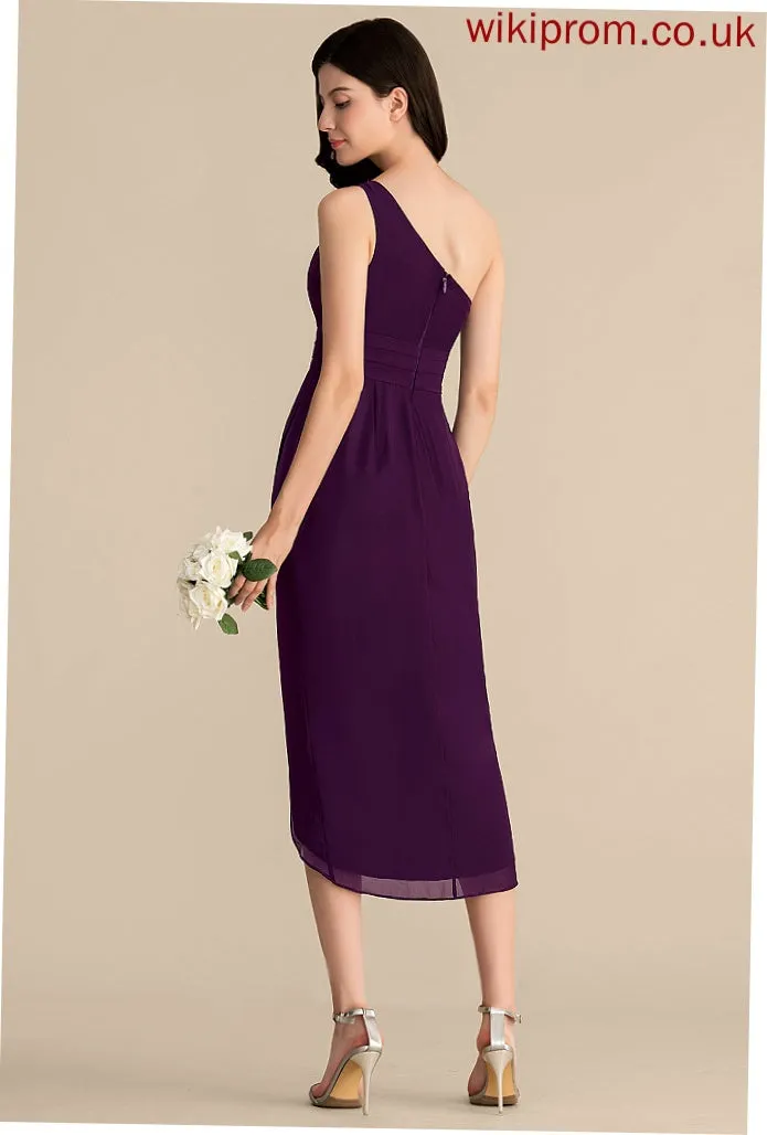 Asymmetrical One-Shoulder Cocktail Dresses Chiffon Dress Cocktail With Lauryn Ruffle Sheath/Column