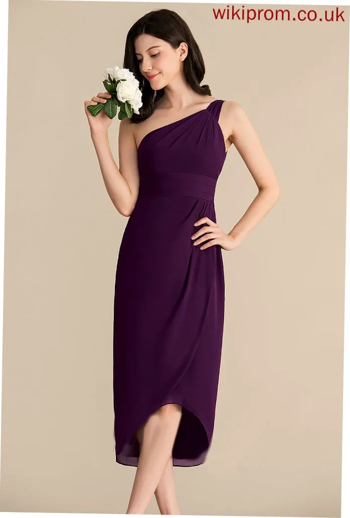 Asymmetrical One-Shoulder Cocktail Dresses Chiffon Dress Cocktail With Lauryn Ruffle Sheath/Column