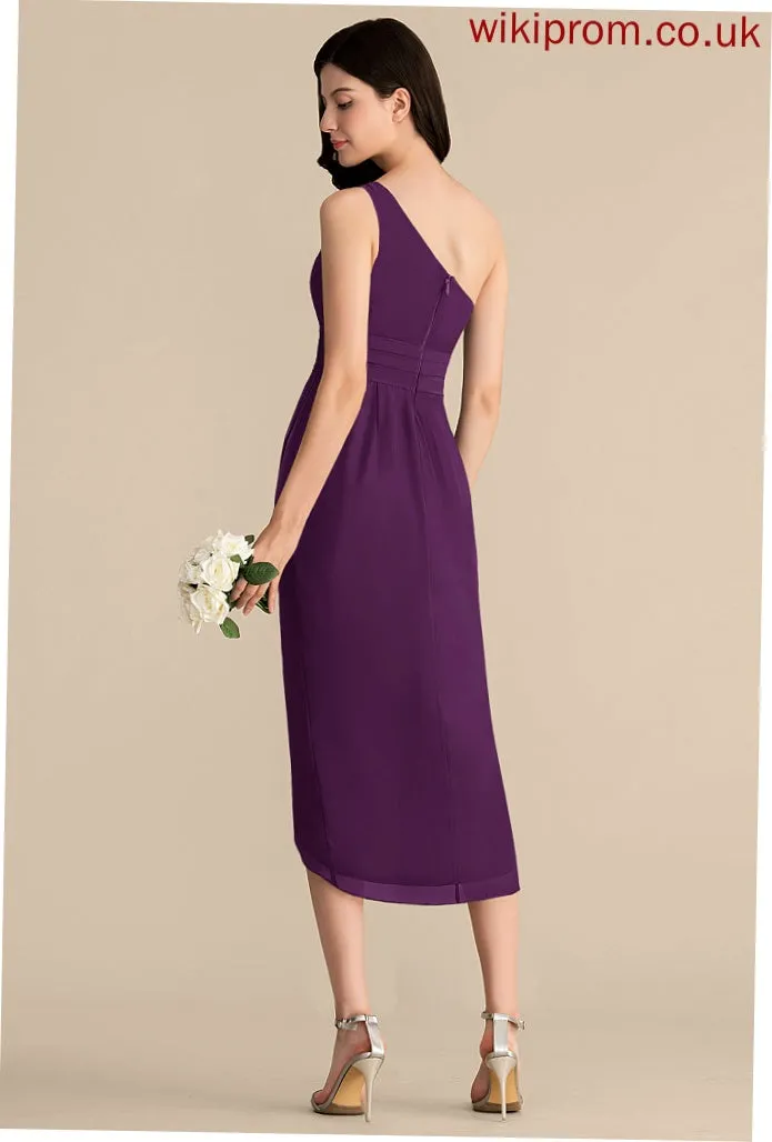 Asymmetrical One-Shoulder Cocktail Dresses Chiffon Dress Cocktail With Lauryn Ruffle Sheath/Column
