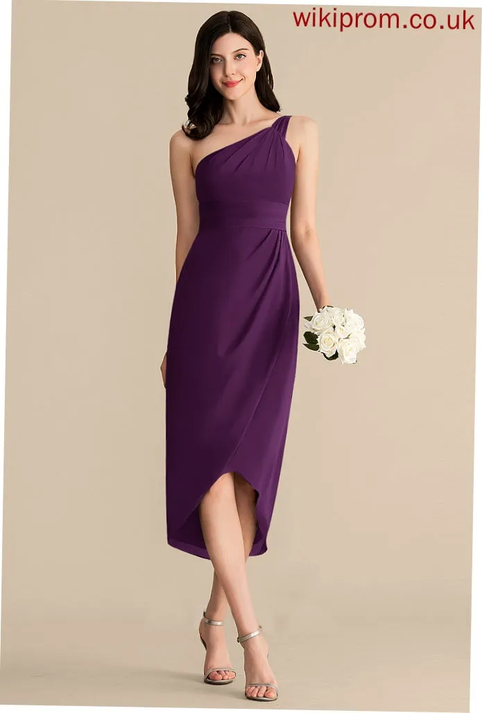 Asymmetrical One-Shoulder Cocktail Dresses Chiffon Dress Cocktail With Lauryn Ruffle Sheath/Column