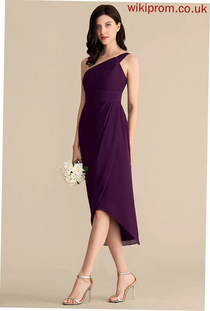 Asymmetrical One-Shoulder Cocktail Dresses Chiffon Dress Cocktail With Lauryn Ruffle Sheath/Column