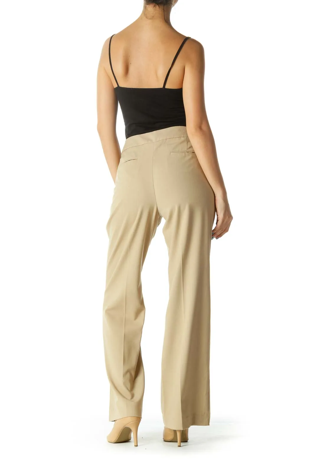 Beige Straight Leg Slacks
