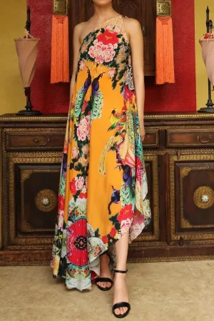 Convertible Floor Length Orange Dress