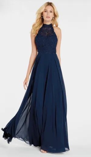 Diamond White halter neck dress- Size  6 Alyce Paris 60354