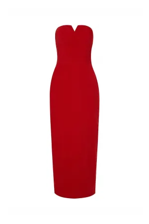Edana Sheath Open Shoulder Velvet Midi Dress