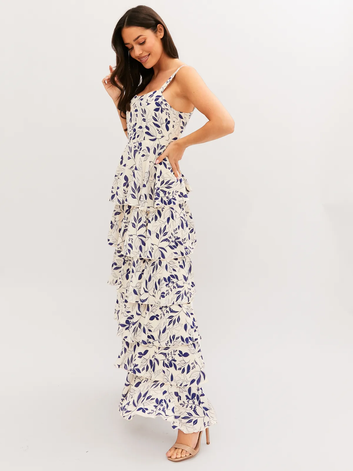 Elsie Floral Tiered Dress / Blue