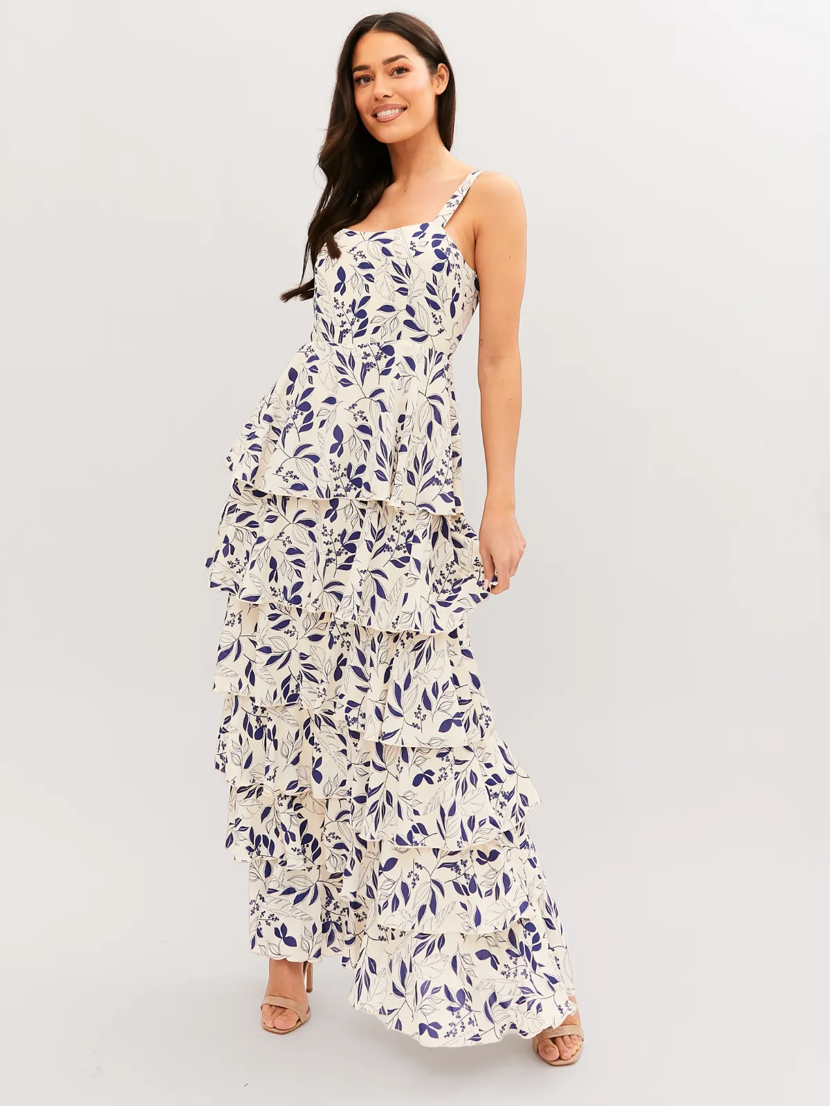 Elsie Floral Tiered Dress / Blue