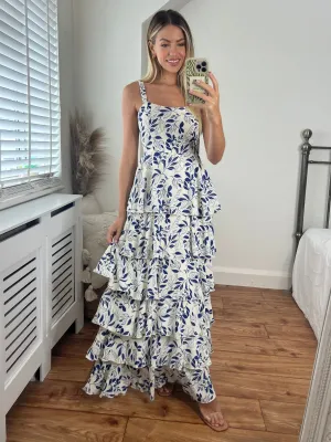 Elsie Floral Tiered Dress / Blue