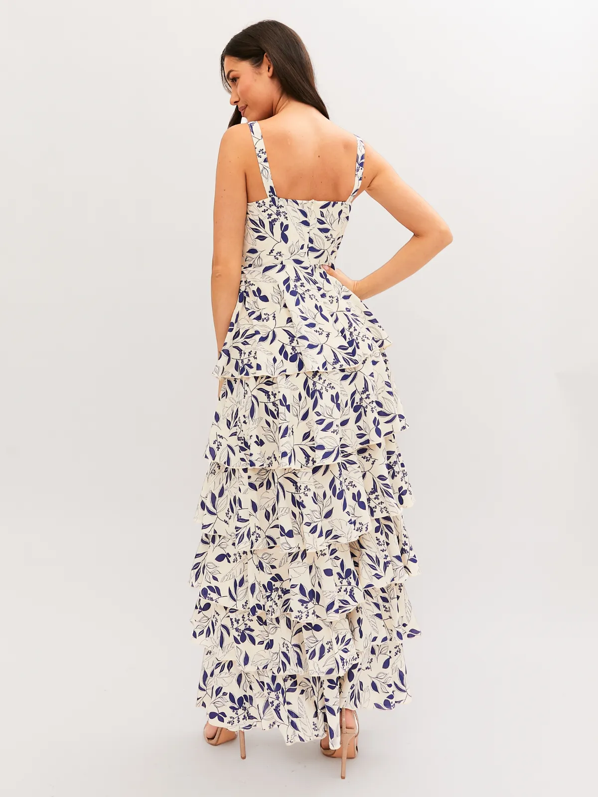 Elsie Floral Tiered Dress / Blue