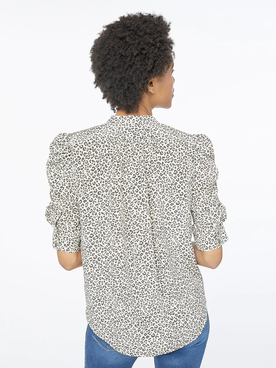 Frame - Shirred Sleeve Button-Up Top in Caramel Multi