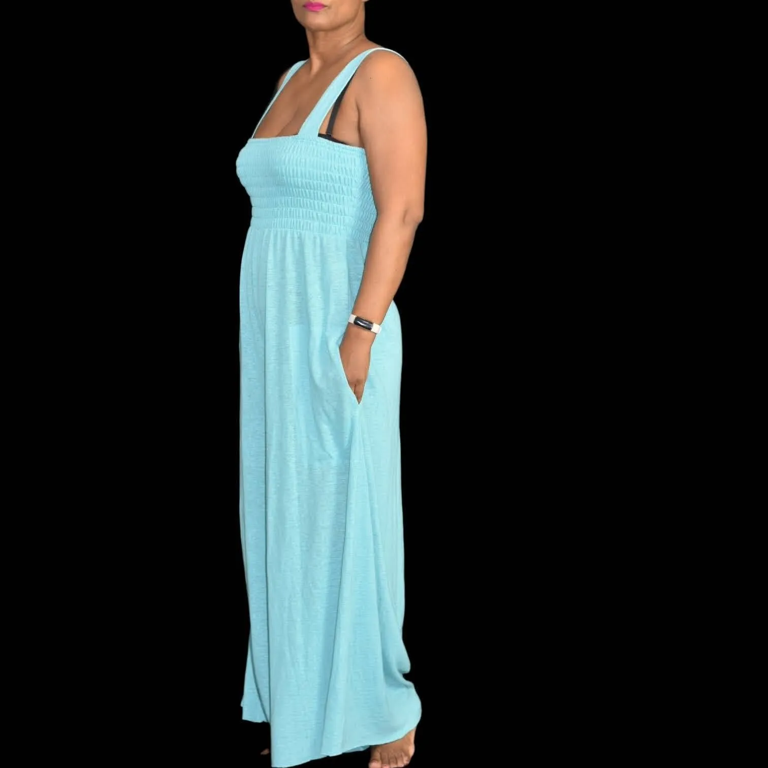 Free People Smocked Jumpsuit Homecoming Jumper Beach Lounge Patio Size Small