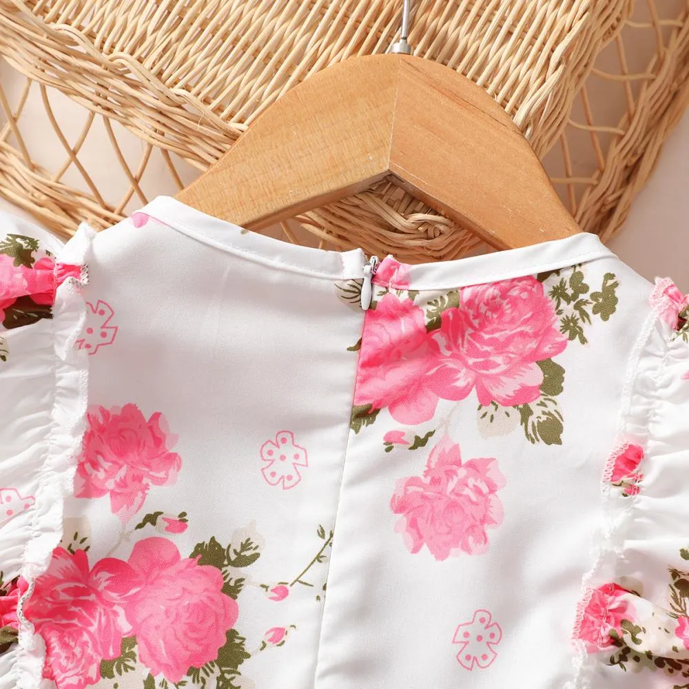 Girls' Jumpsuits Children's Flower Short Sleeve Jumpsuit Wholesale Girl Clothes