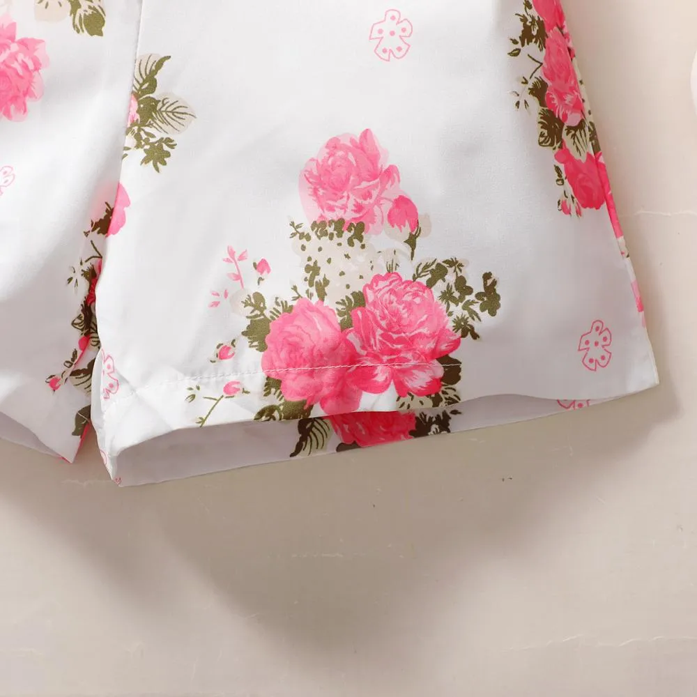 Girls' Jumpsuits Children's Flower Short Sleeve Jumpsuit Wholesale Girl Clothes