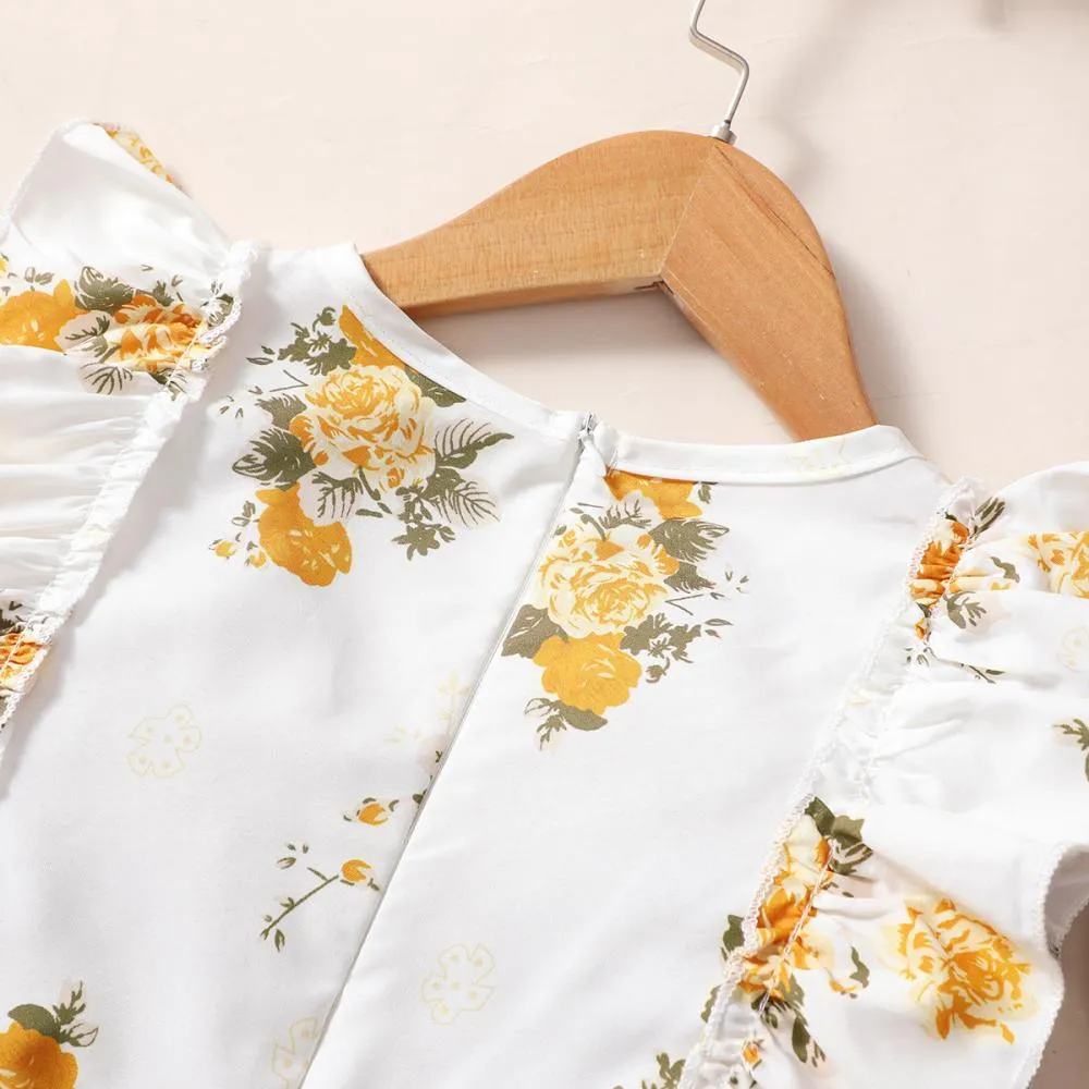Girls' Jumpsuits Children's Flower Short Sleeve Jumpsuit Wholesale Girl Clothes