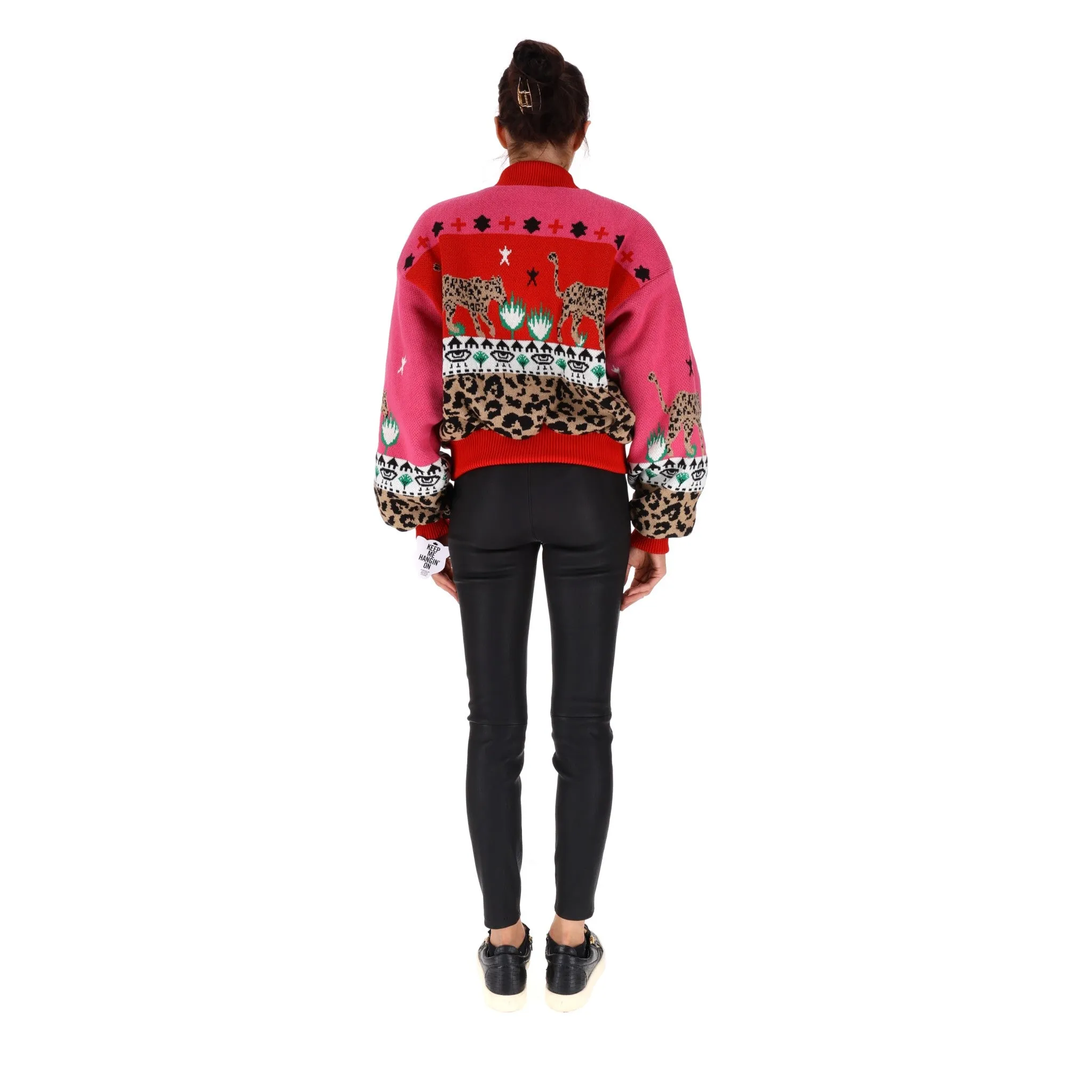 Hayley Menzies Knitted Leopardess Bomber Coat/Jacket. Size XL