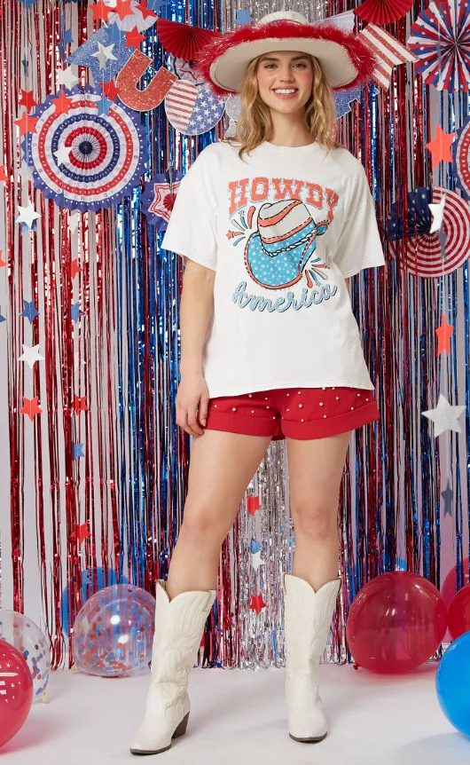 Howdy America Rhinestone Graphic Tee