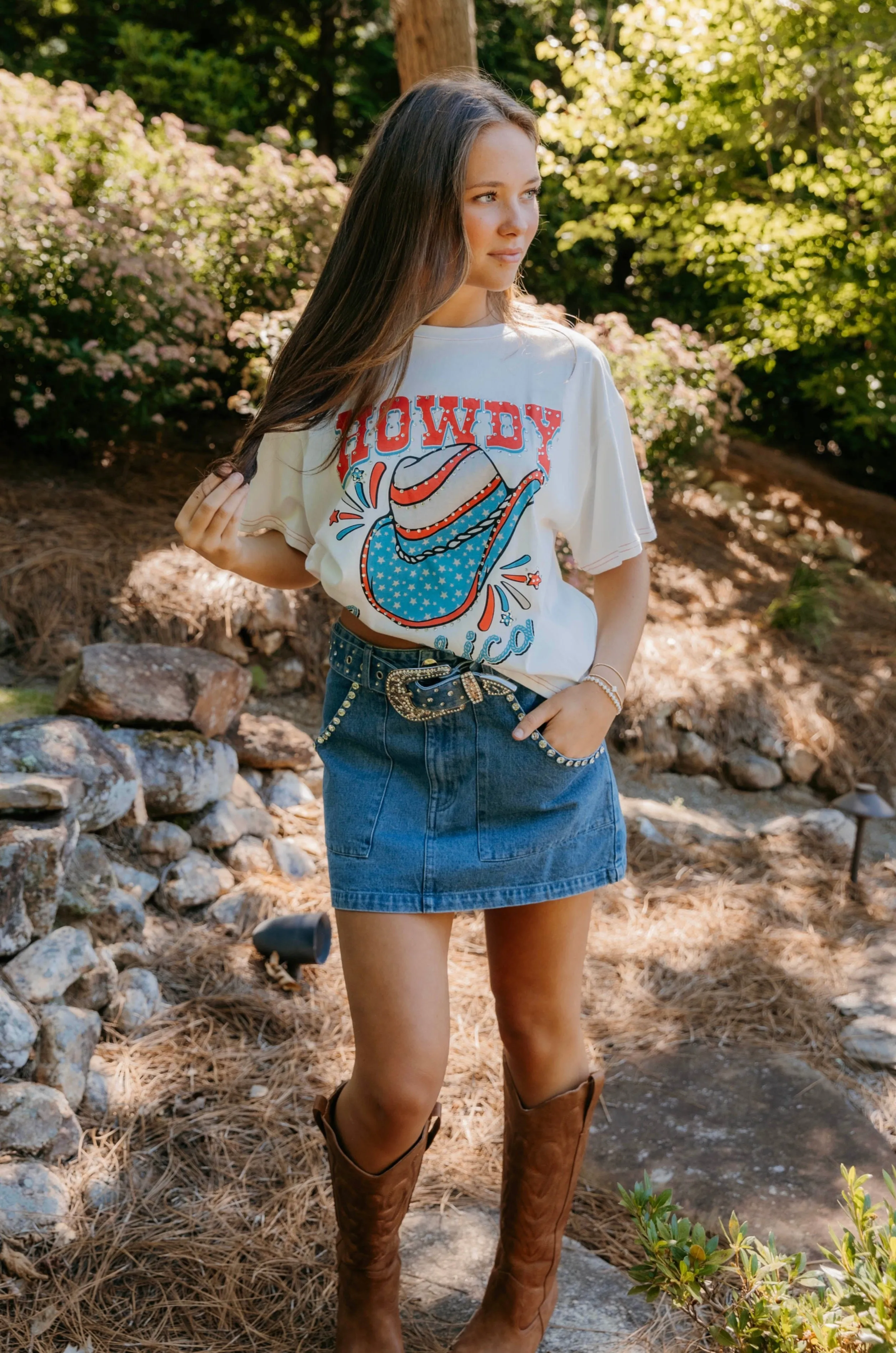 Howdy America Rhinestone Graphic Tee