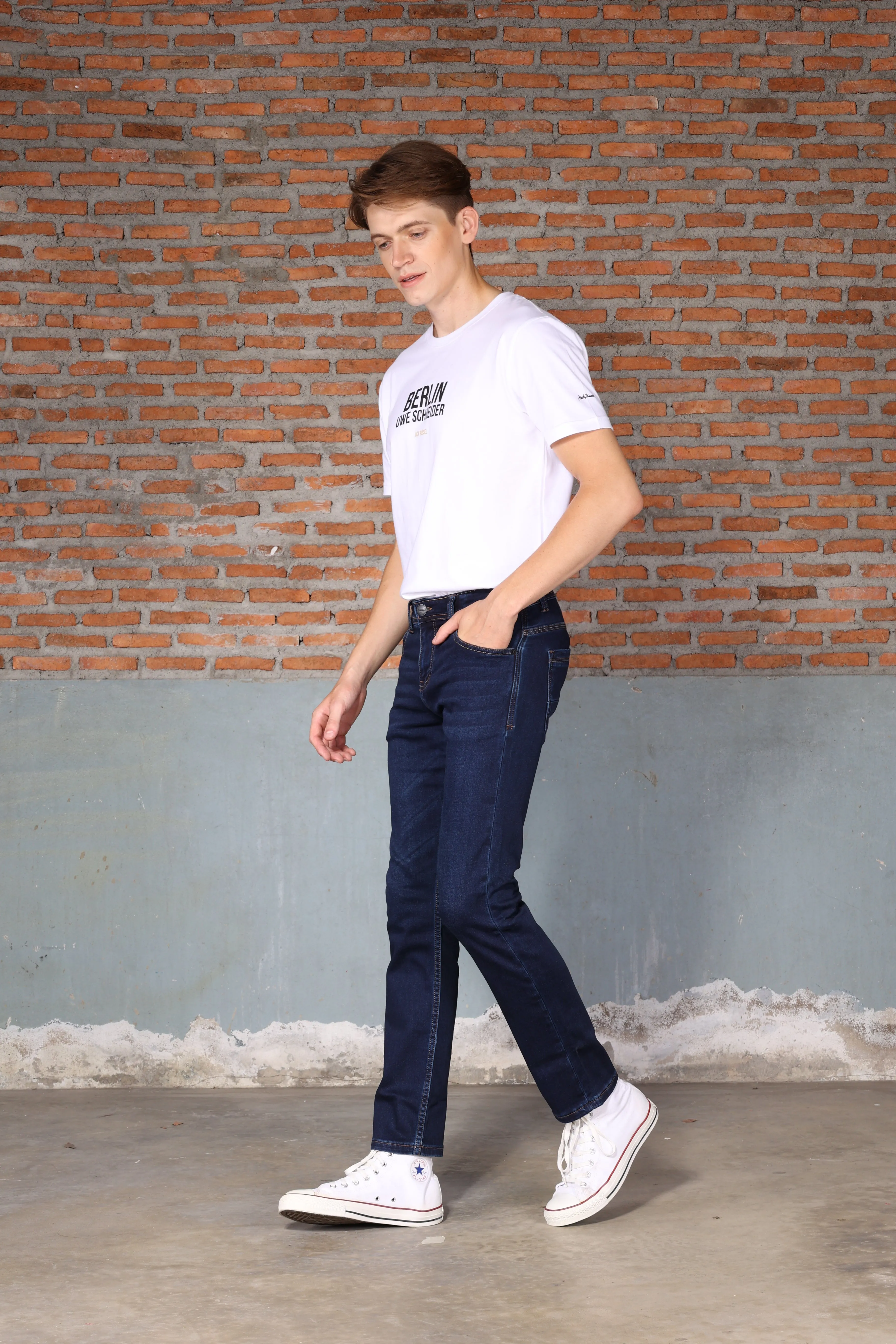 Jack Russel - Men Jeans - Handwerk J-655 Skinny Fit Dark Blue Faded