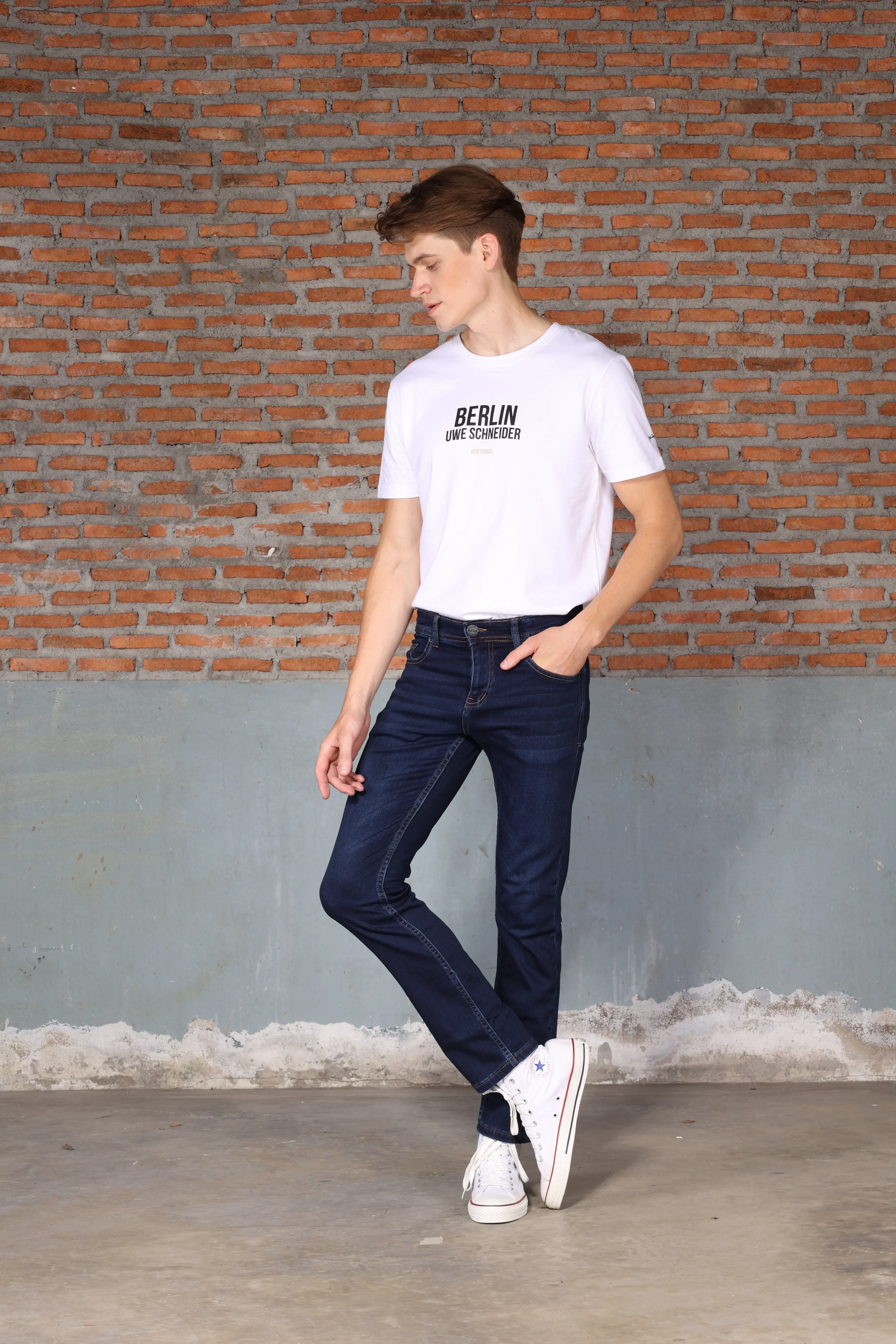 Jack Russel - Men Jeans - Handwerk J-655 Skinny Fit Dark Blue Faded