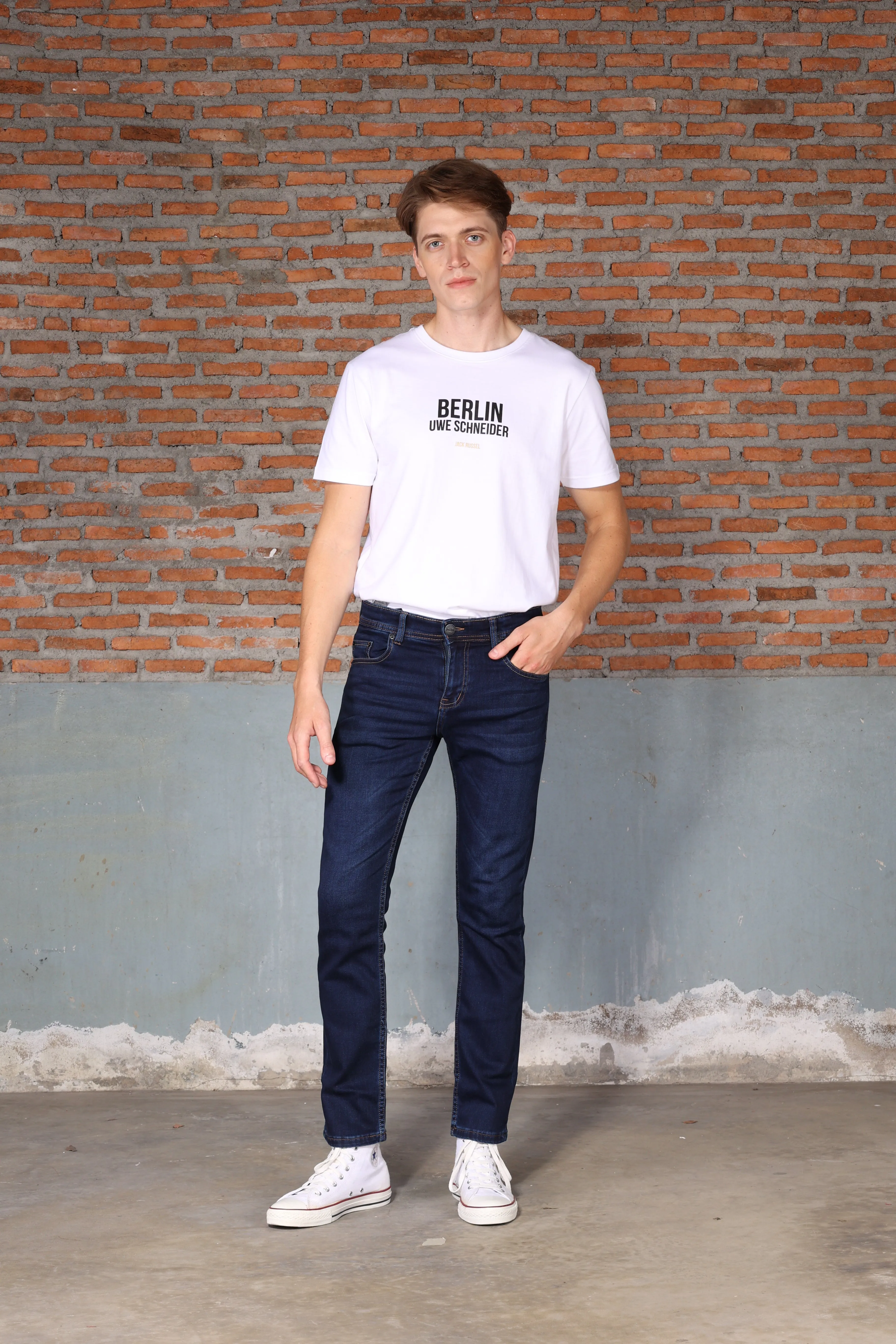 Jack Russel - Men Jeans - Handwerk J-655 Skinny Fit Dark Blue Faded