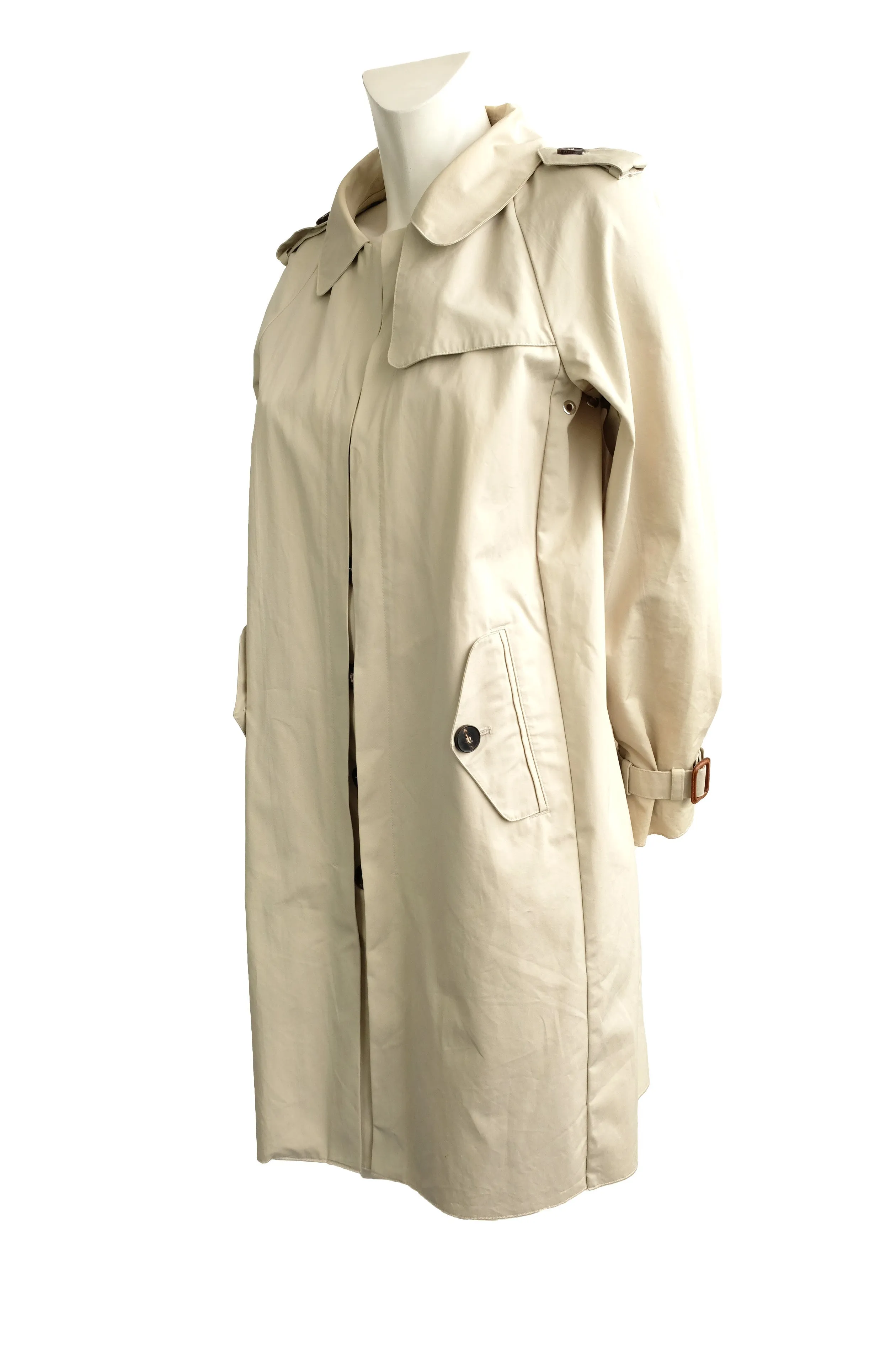 Max Mara Stone Coloured Trench Coat with Detachable Collar, UK12