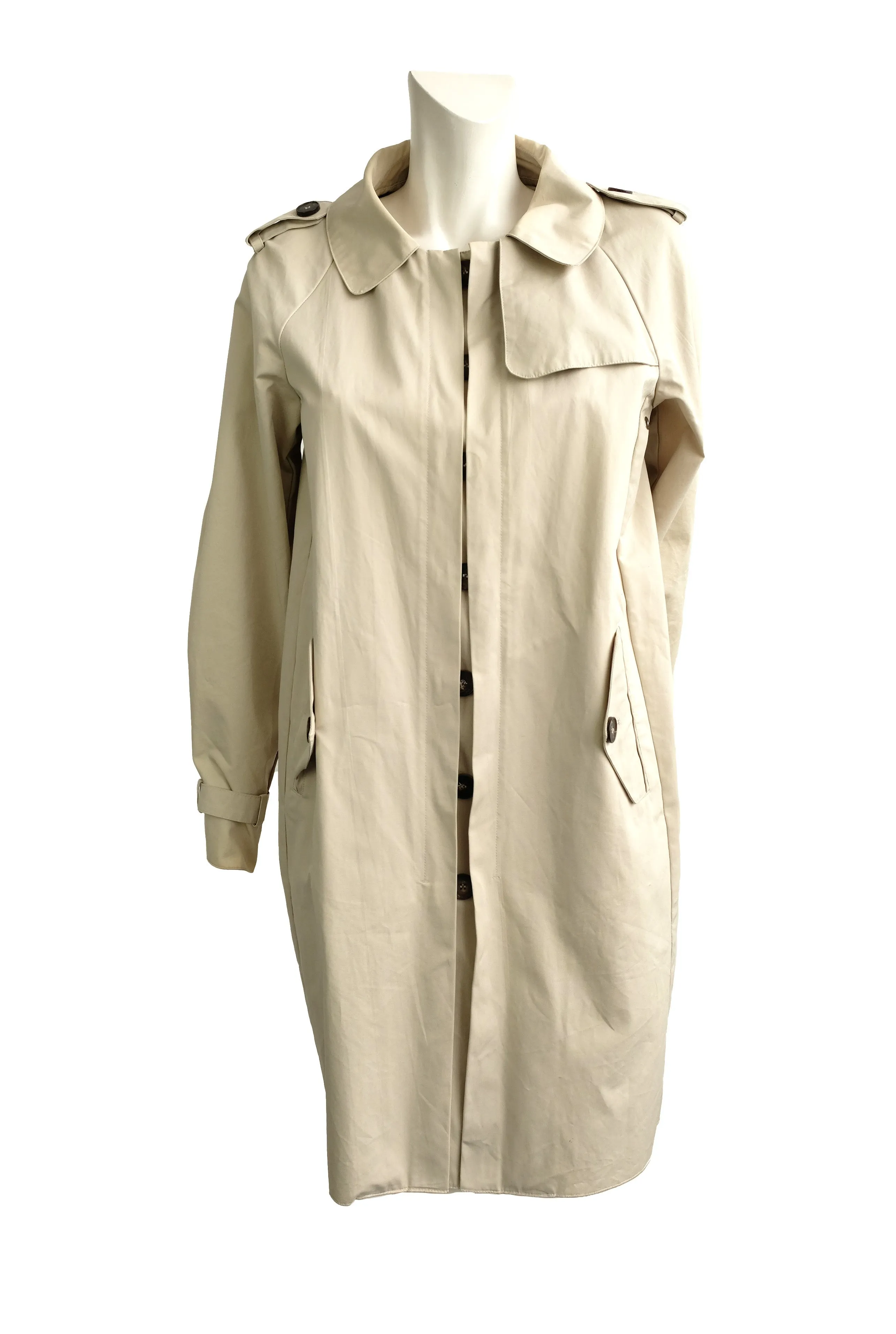 Max Mara Stone Coloured Trench Coat with Detachable Collar, UK12