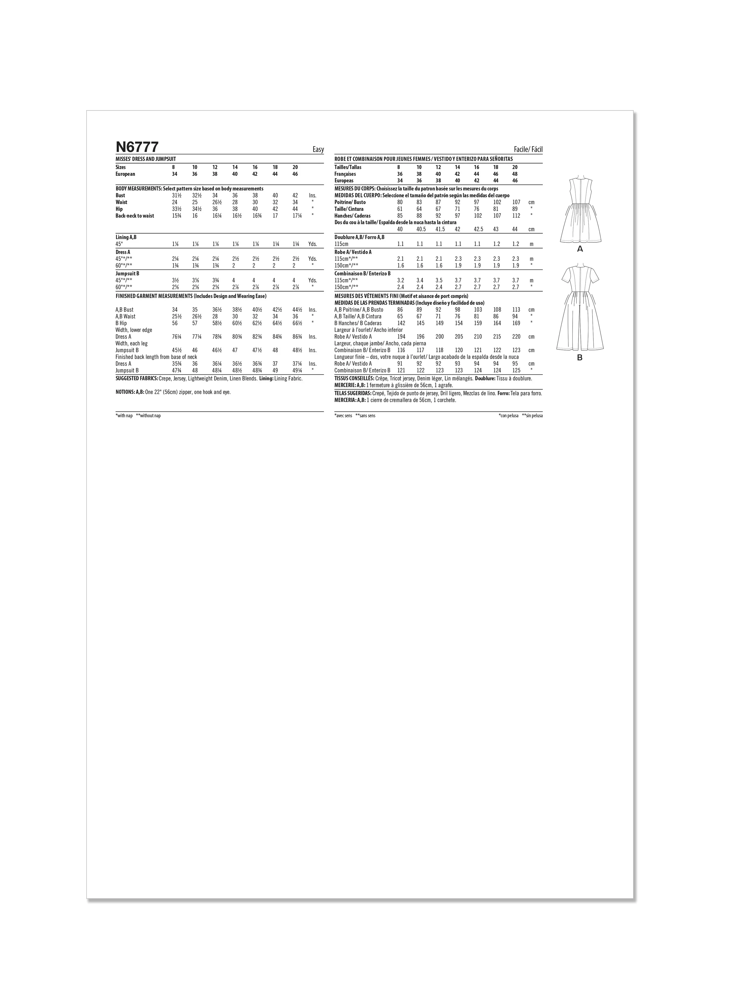 Newlook Pattern 6777 Misses' Dress