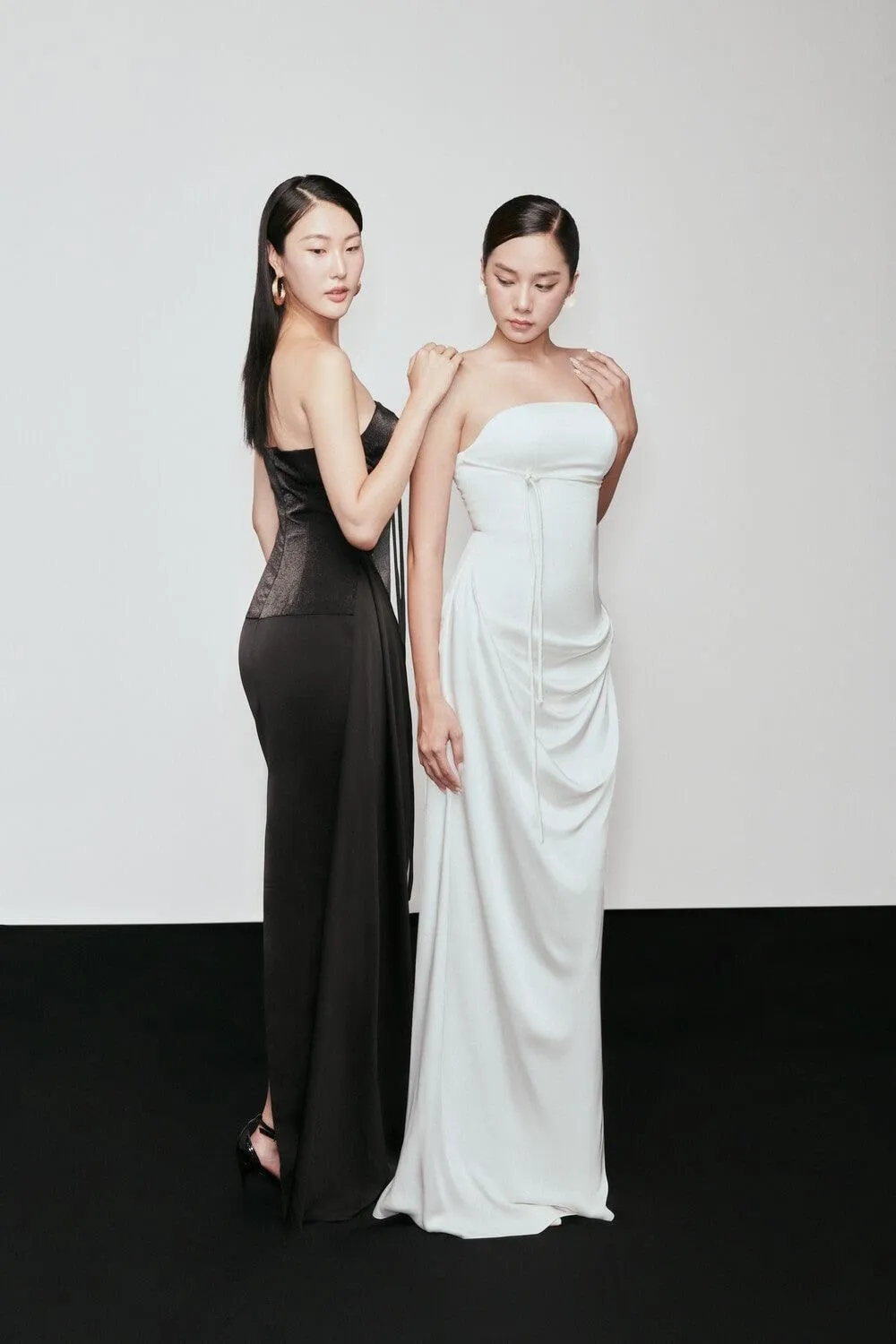 Orwell Strapless Draped Taffeta Silk Floor Length Dress