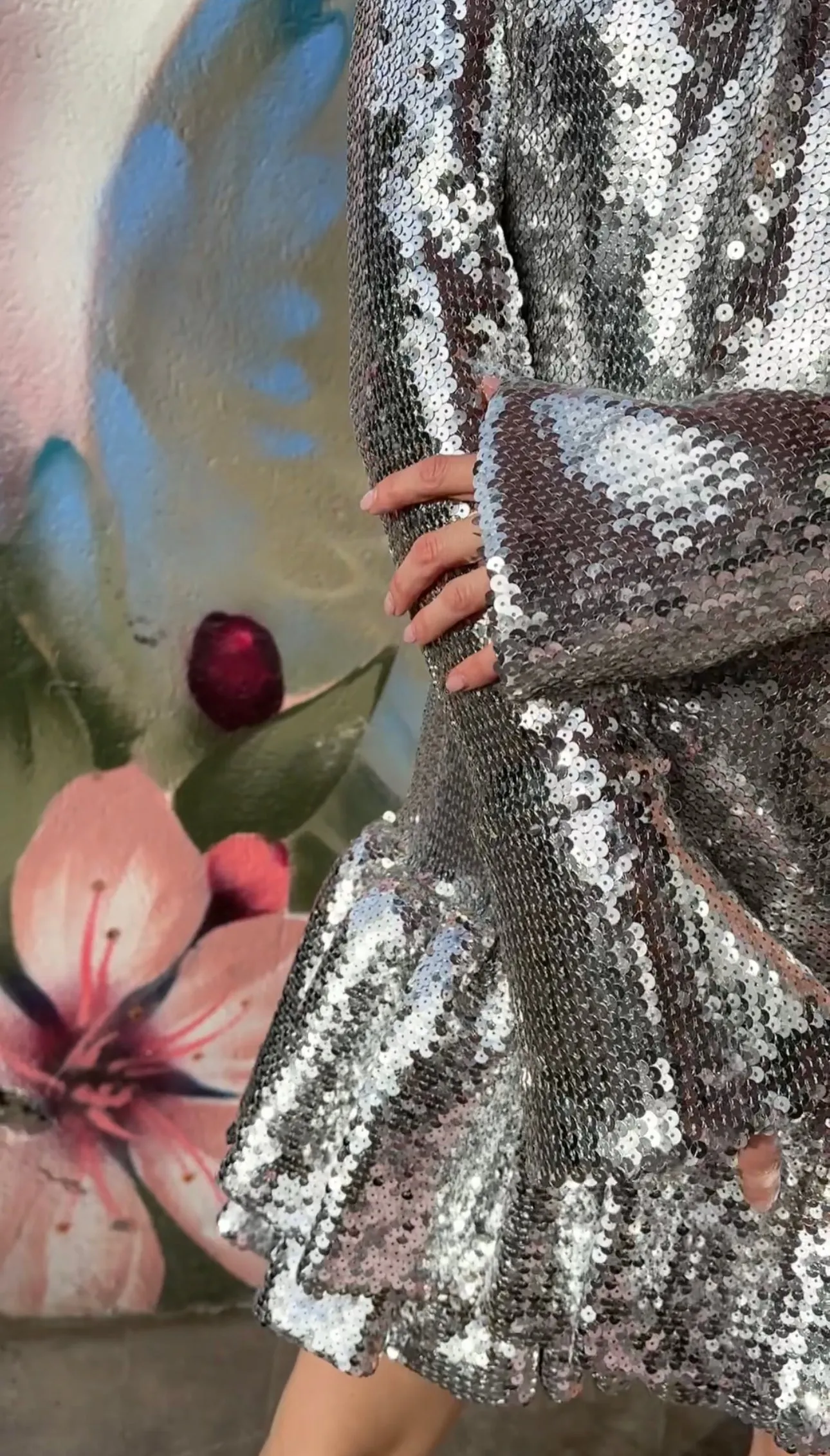 Paco Rabanne Silver Sequin Ruffle Party Dress - S