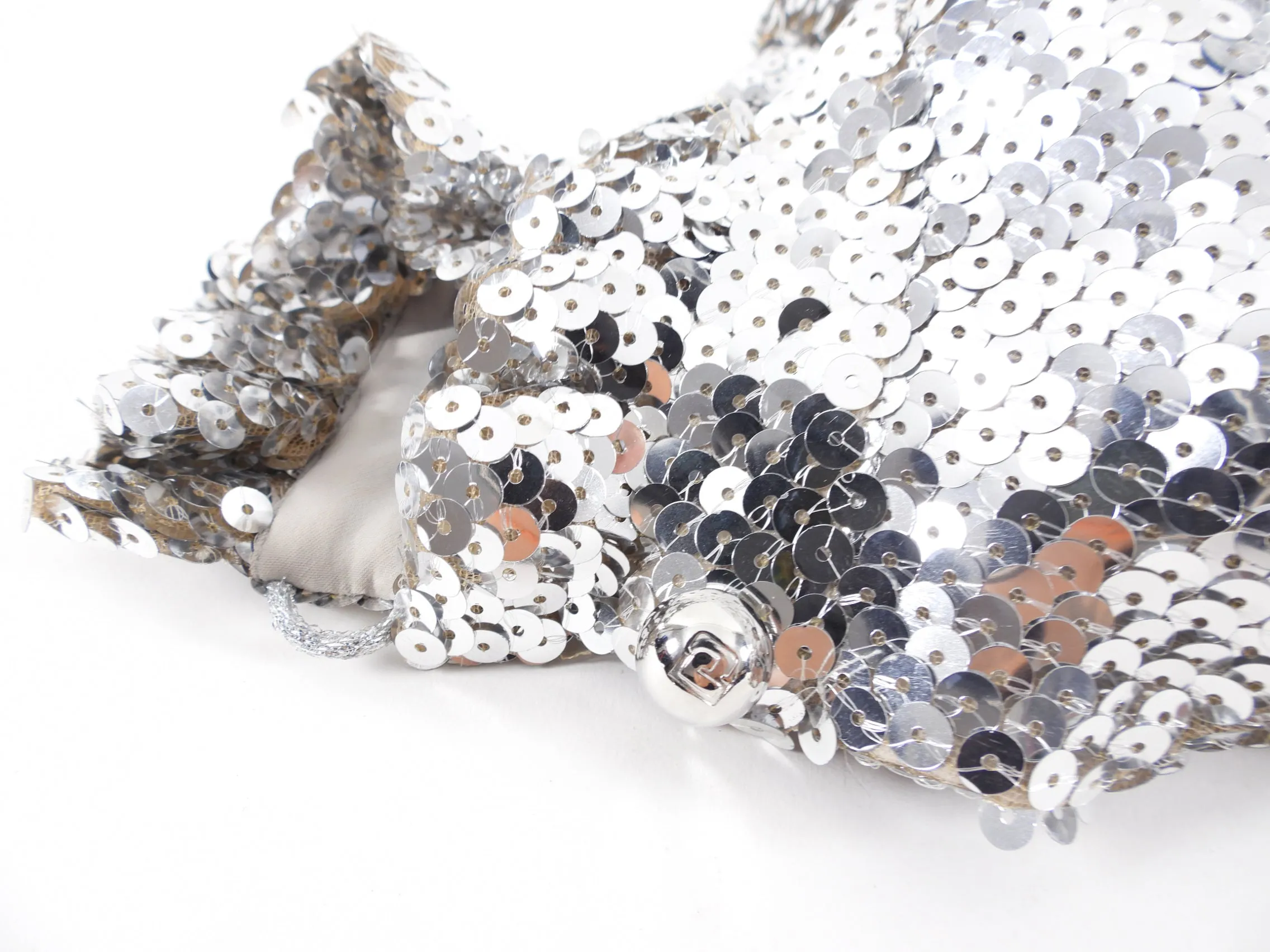 Paco Rabanne Silver Sequin Ruffle Party Dress - S