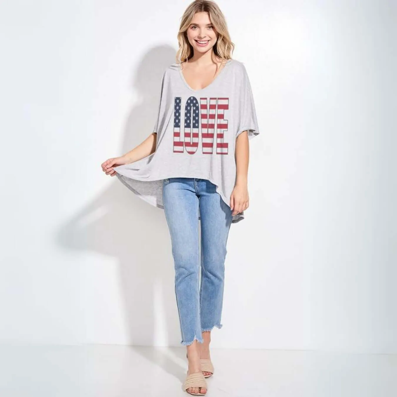 Patriotic Love Graphic T-Shirt Made in USA