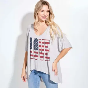 Patriotic Love Graphic T-Shirt Made in USA
