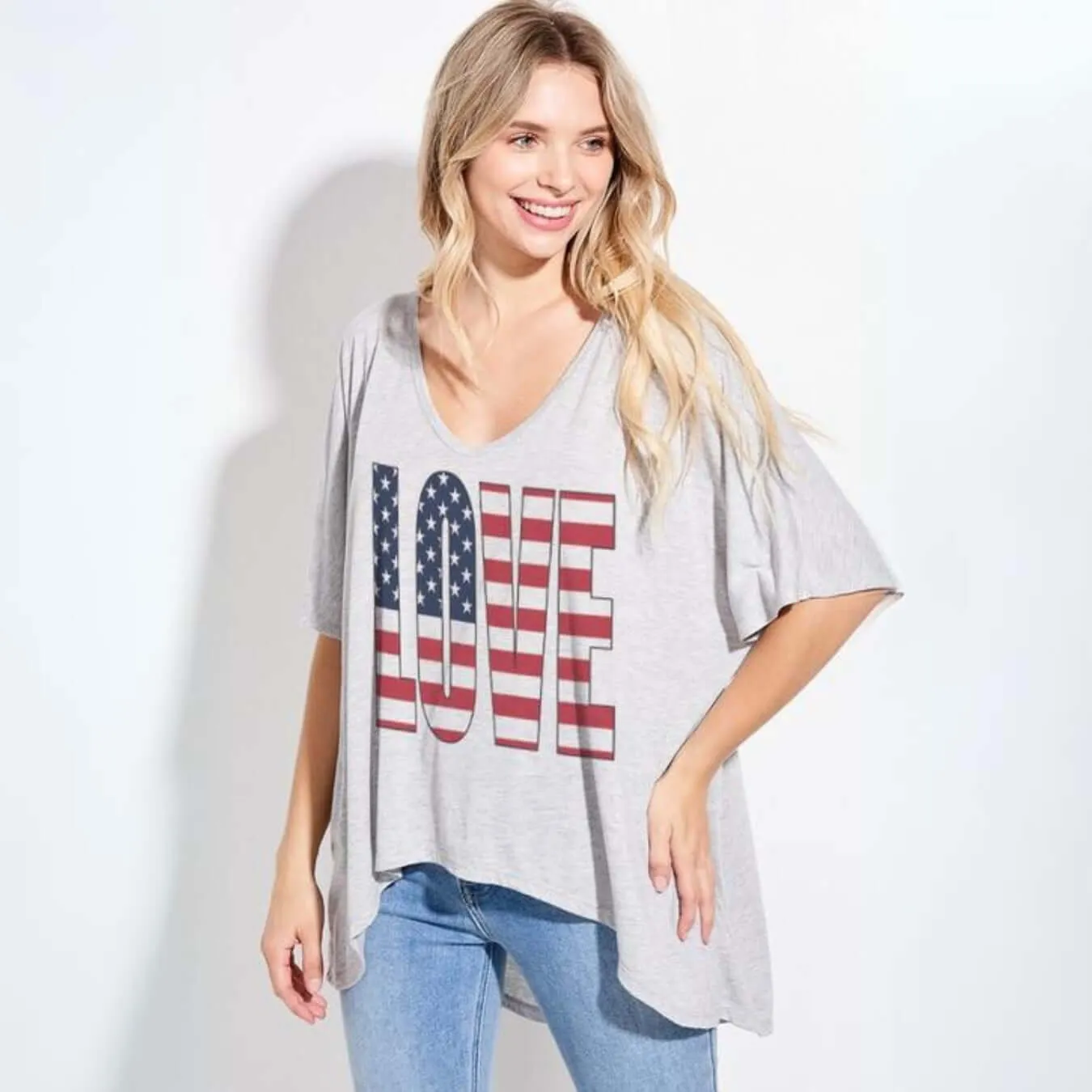 Patriotic Love Graphic T-Shirt Made in USA