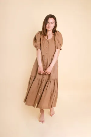 Puff Sleeves Linen Dress JULIA