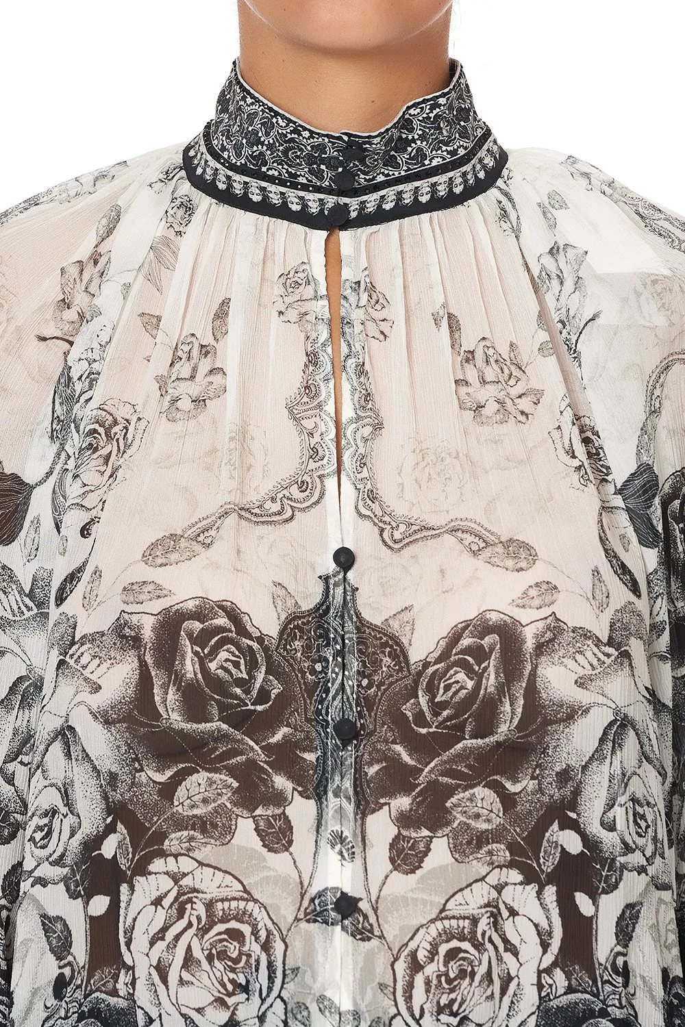 RAGLAN BUTTON UP SHIRT MIDNIGHT PEARL