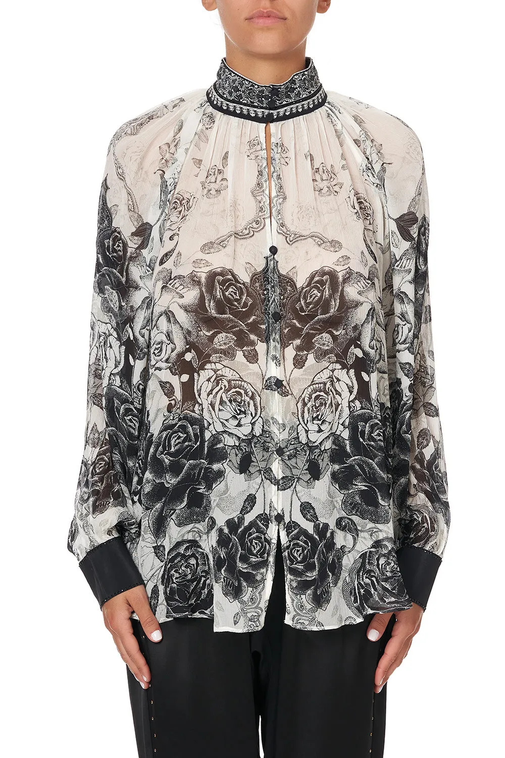 RAGLAN BUTTON UP SHIRT MIDNIGHT PEARL