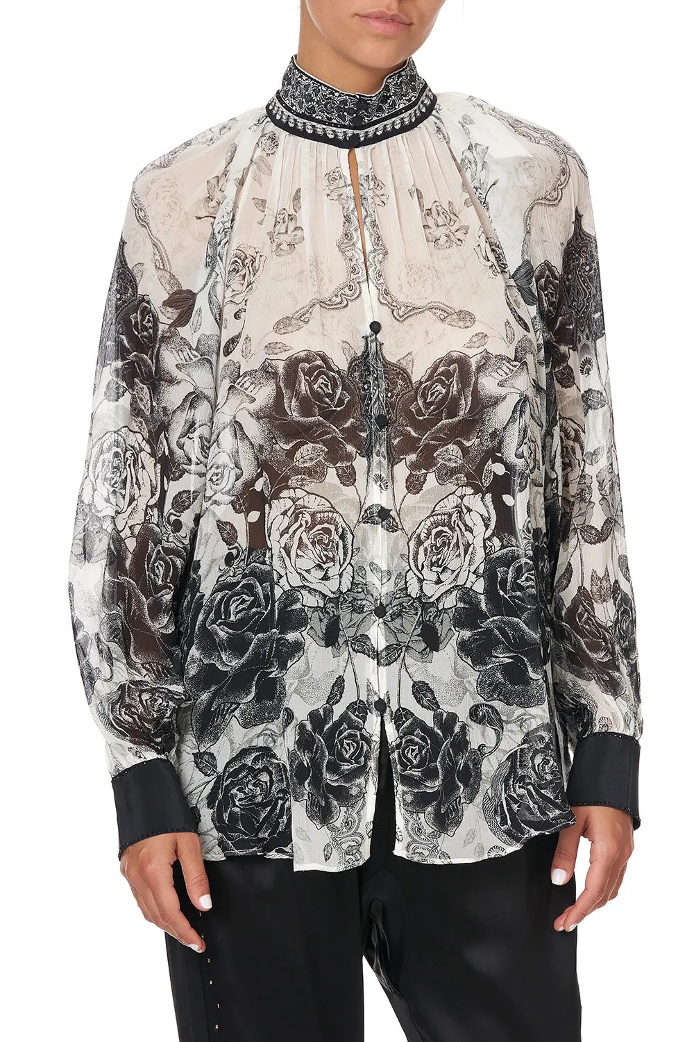 RAGLAN BUTTON UP SHIRT MIDNIGHT PEARL