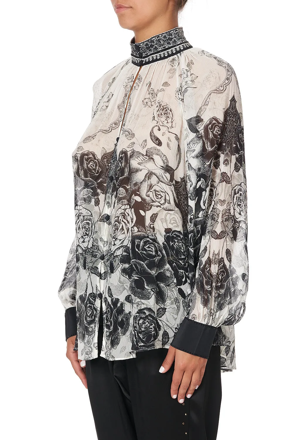 RAGLAN BUTTON UP SHIRT MIDNIGHT PEARL