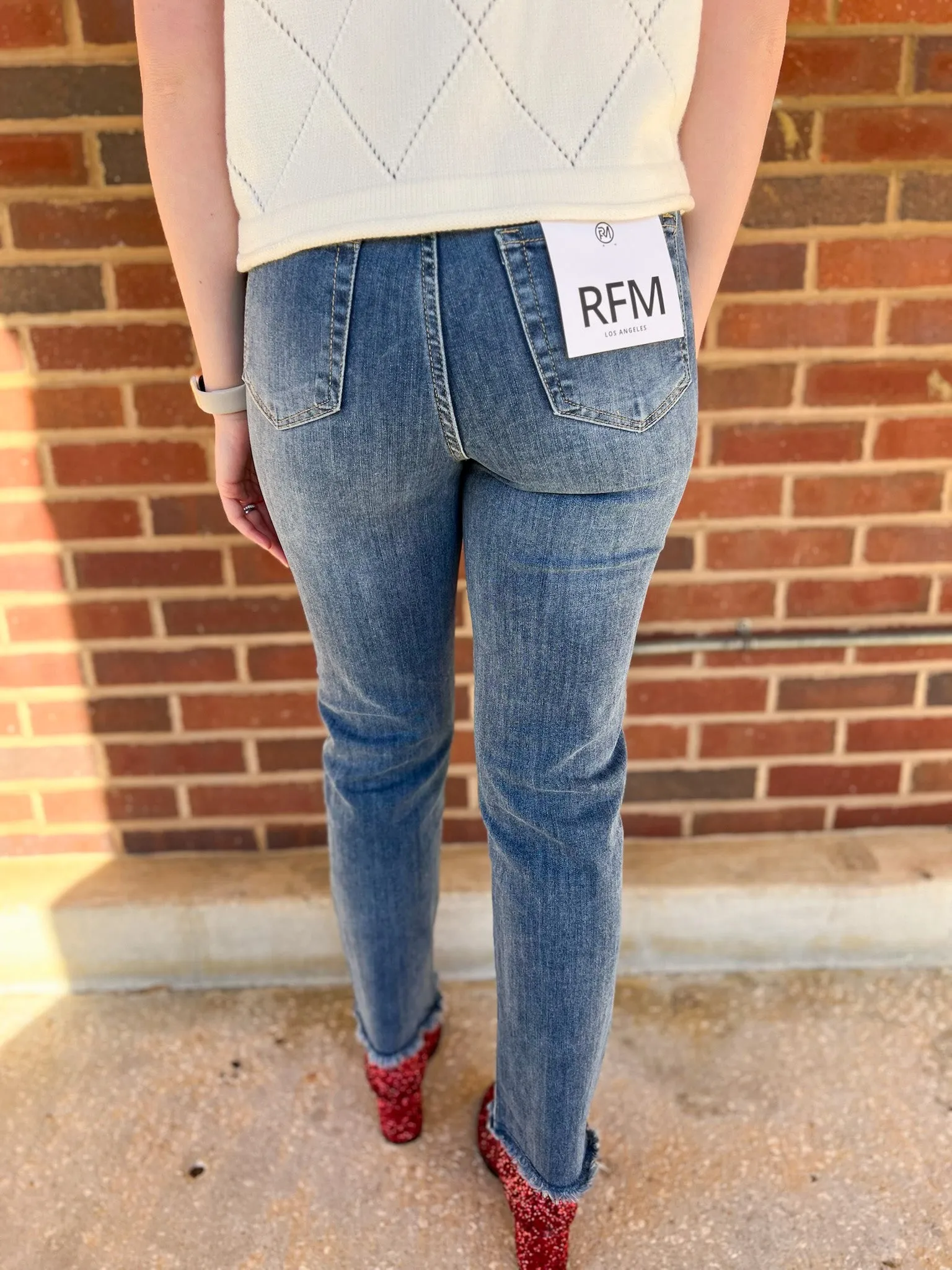 RFM Dylan Medium Wash Slim Straight Cropped Jeans