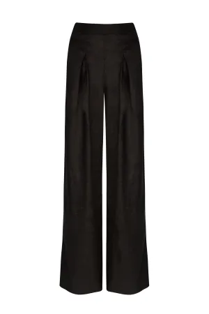 'Santamaria' Wide Leg Trousers - Black