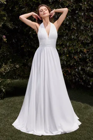 Satin White Halter A-line Gown by Ladivine CD372W