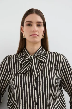 STRIPE BOW BLOUSE