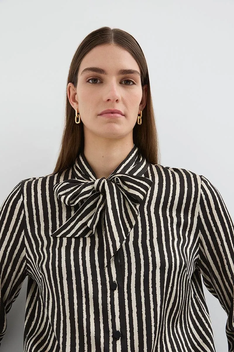 STRIPE BOW BLOUSE