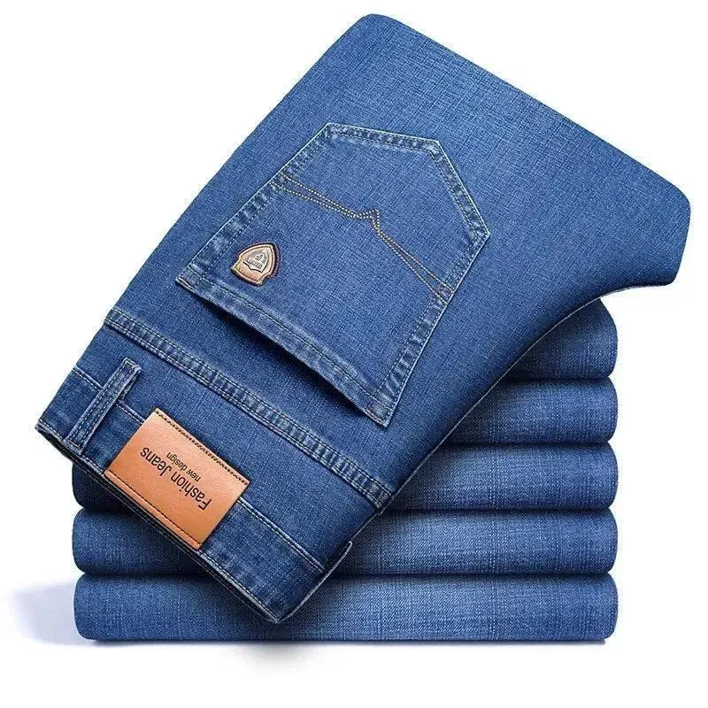 Tailored Straight Cut Denim Trousers