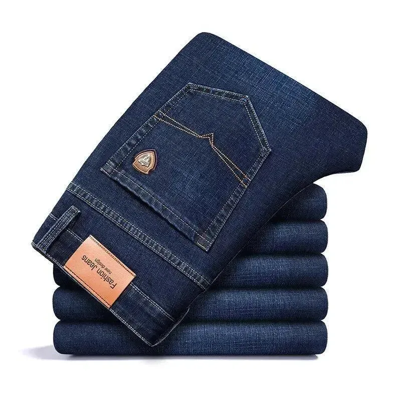 Tailored Straight Cut Denim Trousers
