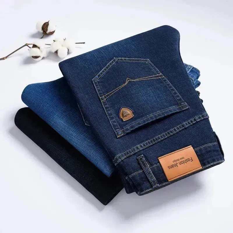 Tailored Straight Cut Denim Trousers