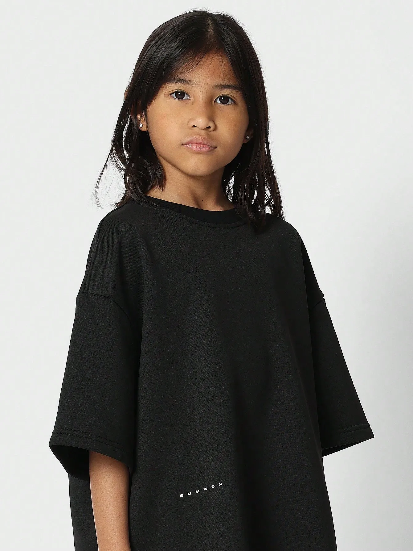 Tween Girls Oversized Fit Tee With Back Number Print